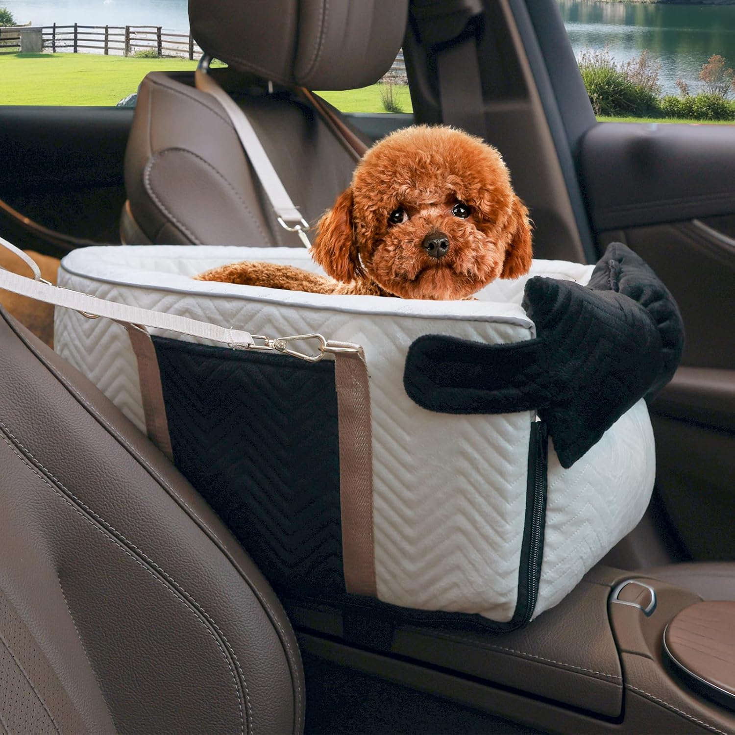 Dog Car Seat for Small Dogs - Portable Center Console Booster