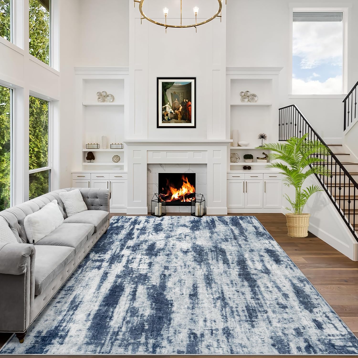 8x10 Area Rugs Washable Rug for Modern Living Room Comfort
