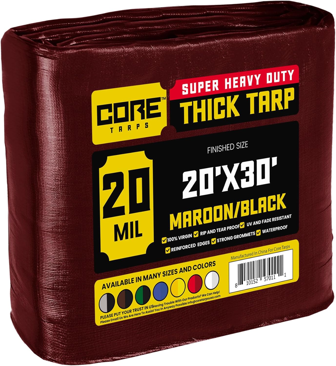 Core Tarps Extreme Heavy Duty 20 Mil Waterproof Tarp Cover