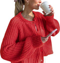 Crochet Cardigan Sweaters for Women - Chunky Knit Button Down Cardigan