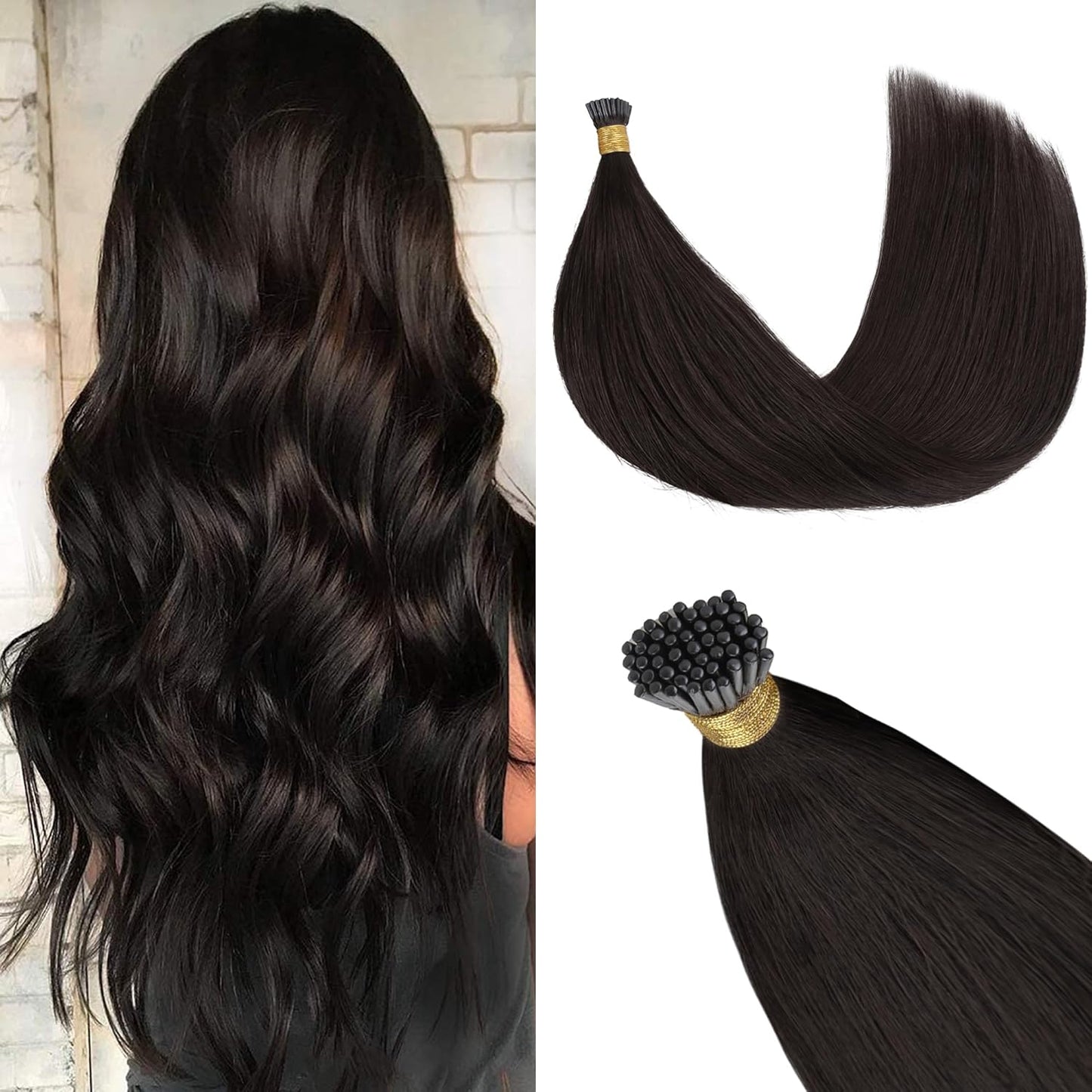 GOO GOO I Tip Hair Extensions Real Human Hair 22in 50g Dark Brown