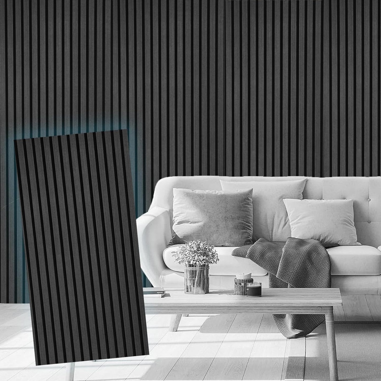 4-Piece Wood Slat Acoustic Panels for Stylish Noise Reduction