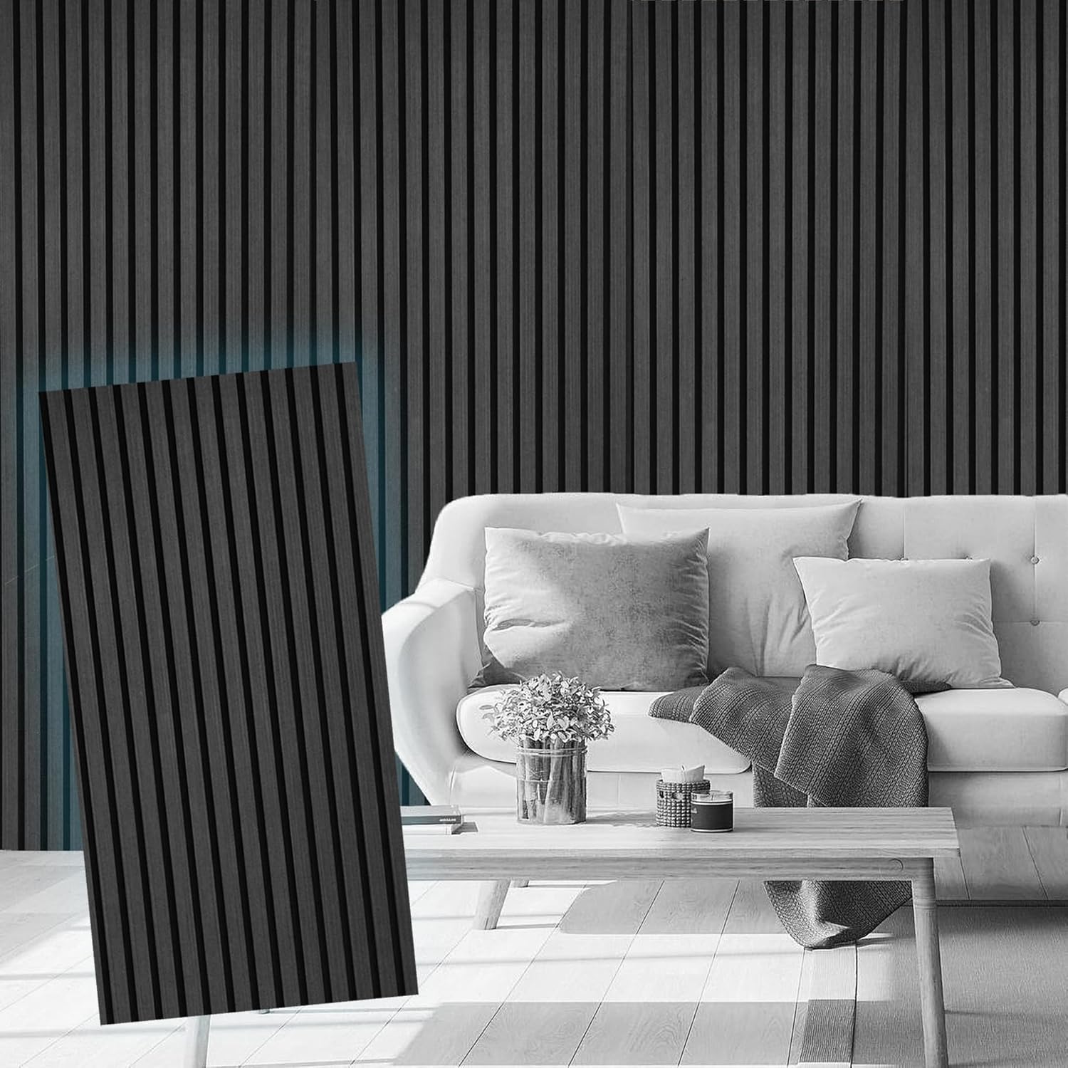 4-Piece Wood Slat Acoustic Panels for Stylish Noise Reduction