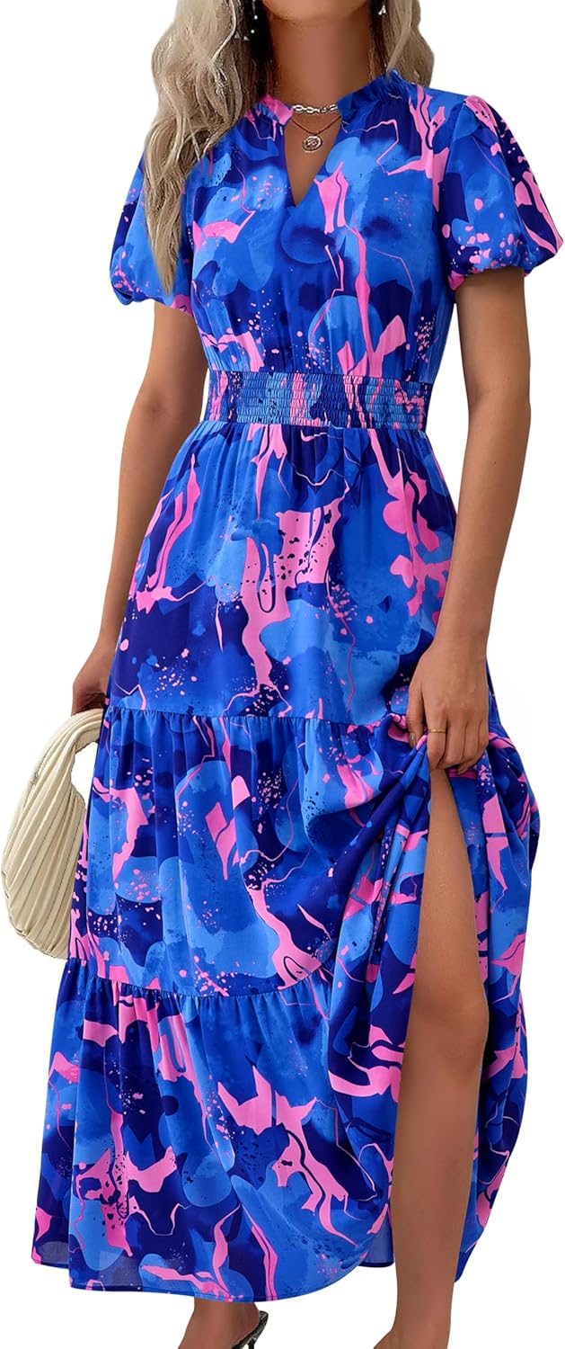 Floral Summer Maxi Dresses for Women 2025 Casual V Neck