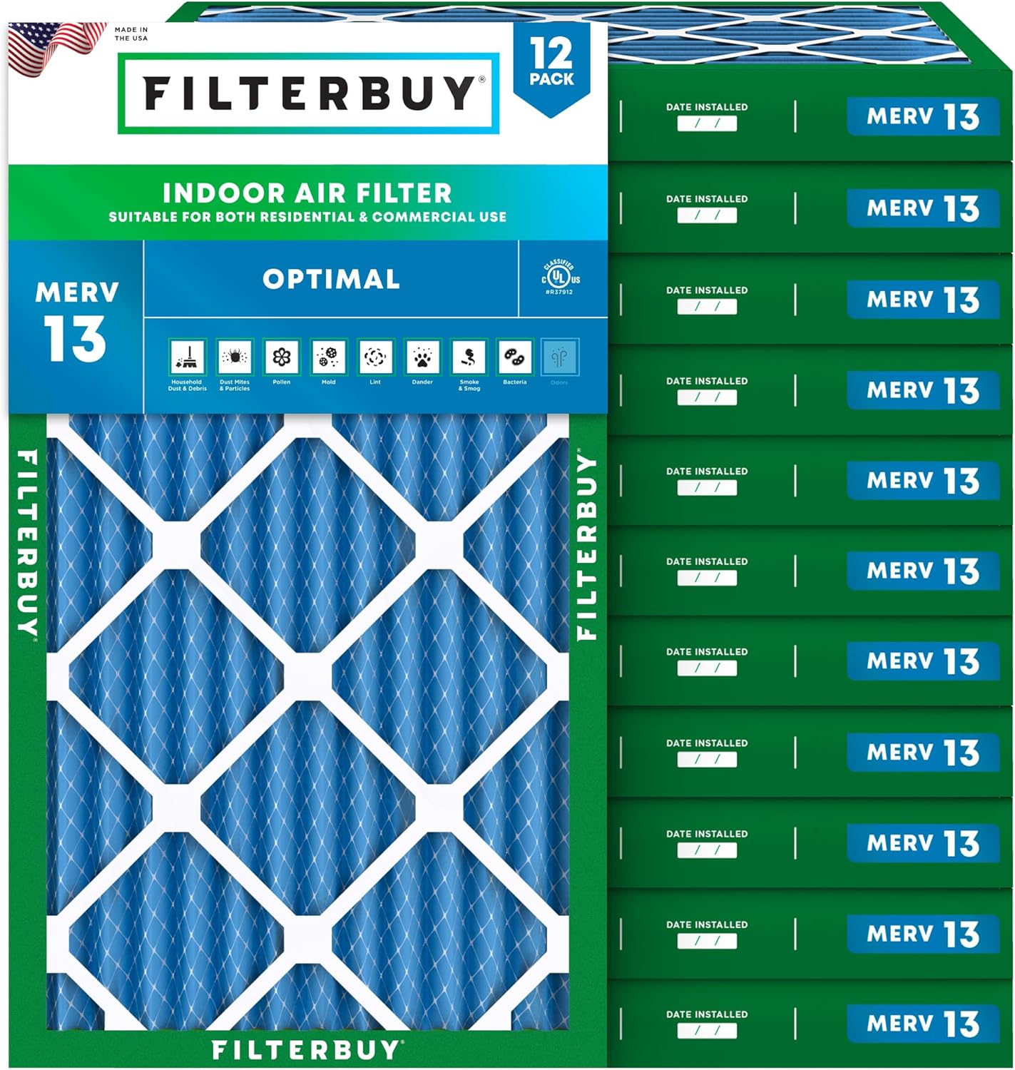 Filterbuy 14x24x2 Air Filter MERV 13 for Health Defense
