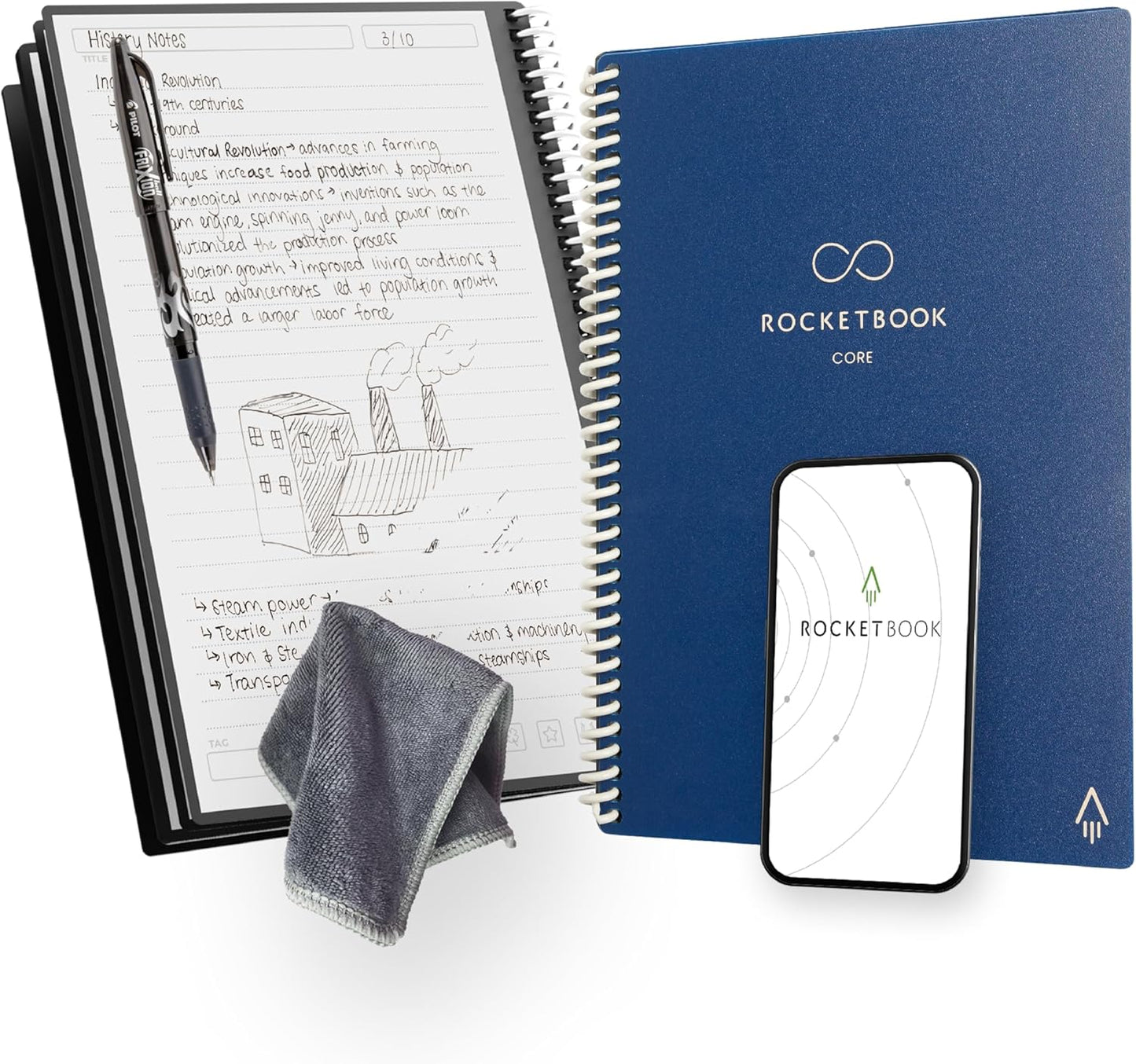 Rocketbook Core Notebook: Reusable, App-Connected, Erasable