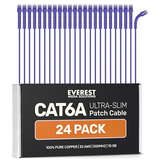 Everest Ultra Slim Cat6a Ethernet Patch Cables for High-Speed