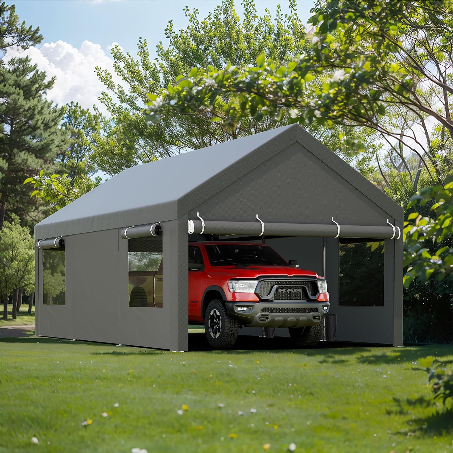 JY QAQA Carport 12in20in Heavy Duty Canopy with Doors