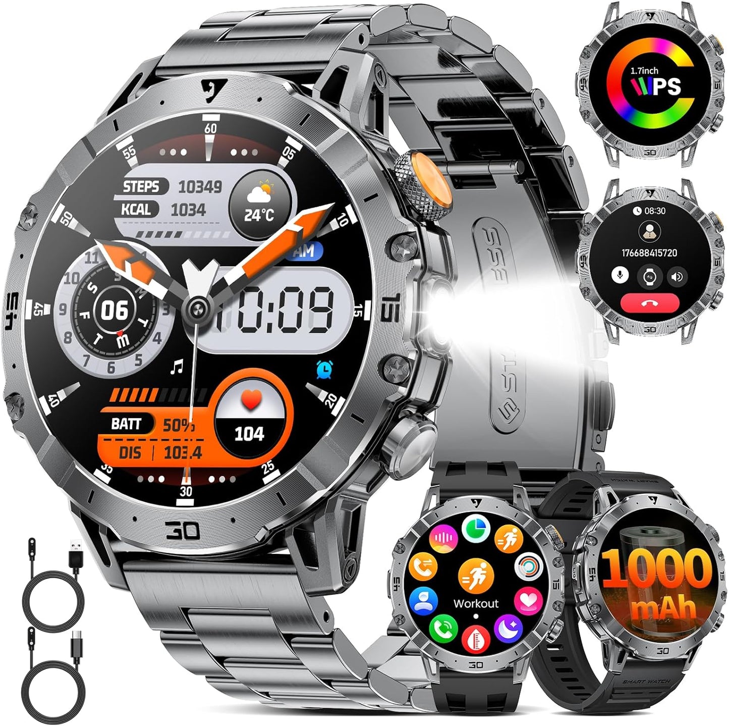 Smart Watches for Men with 1000mAh Battery and 111 Sports Modes