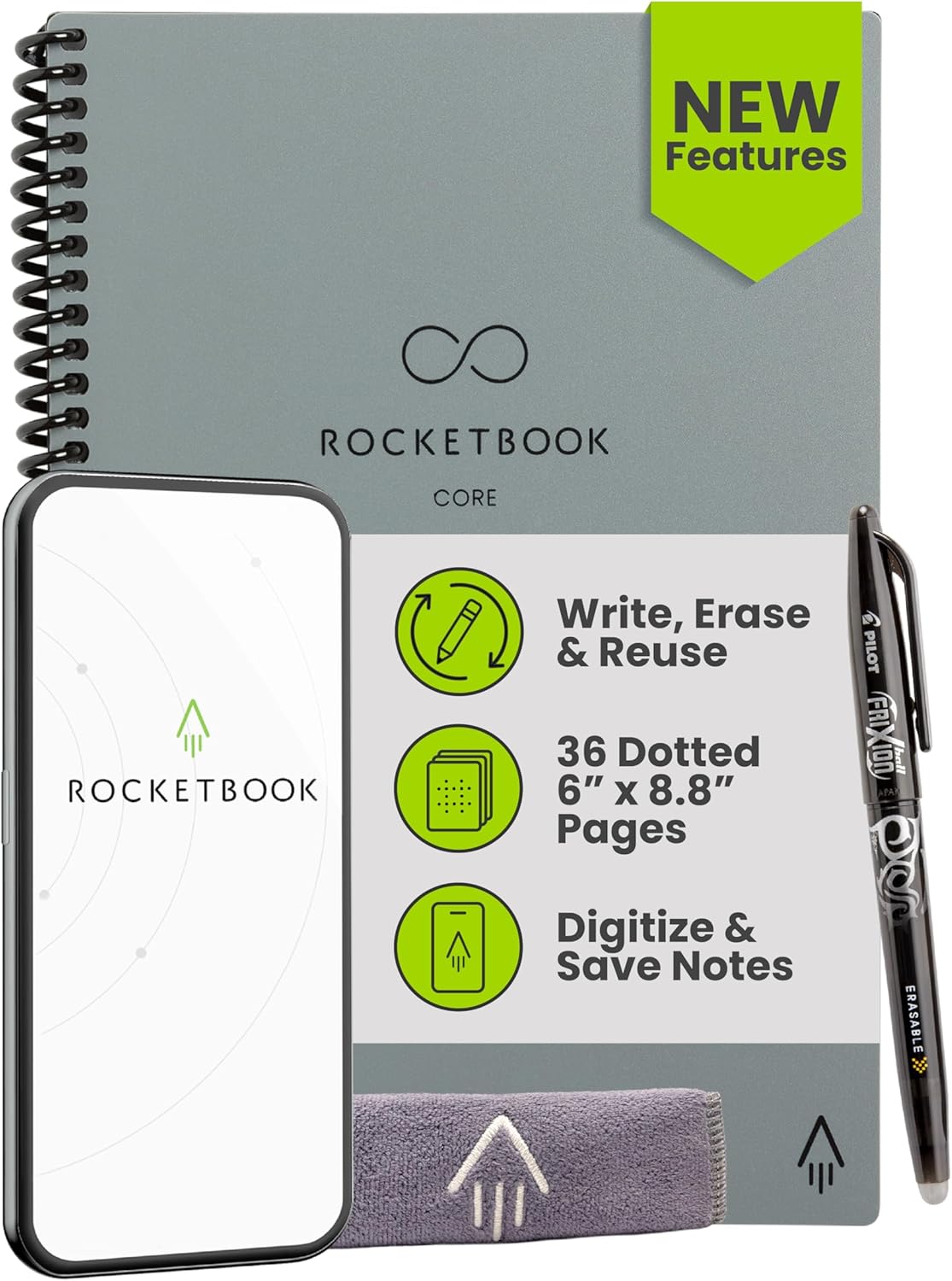 Rocketbook New Core Reusable Notebook for School and Work