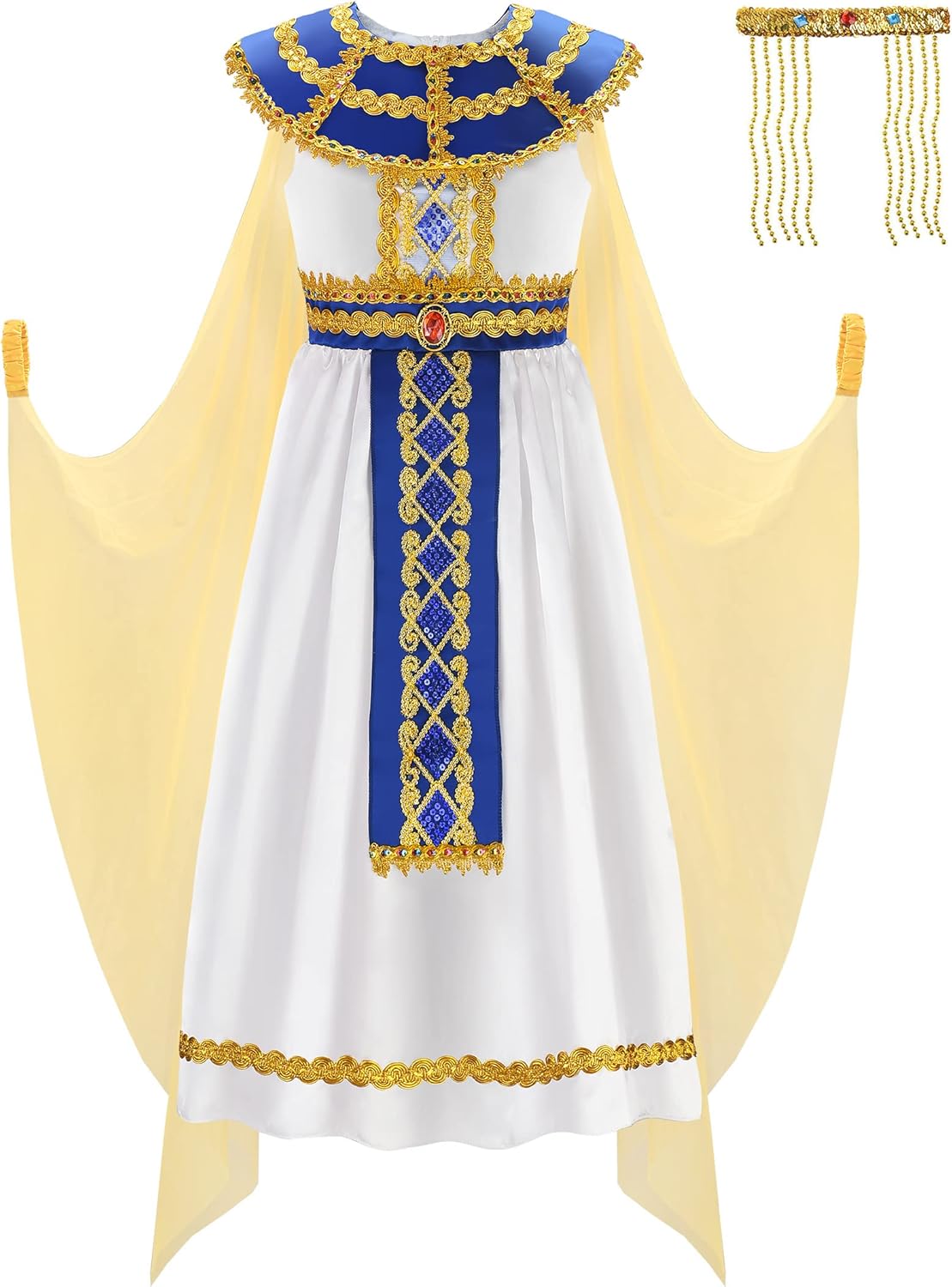 ReliBeauty Egyptian Costume for Kids Girls Halloween Pharaoh