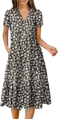ANRABESS Women's V Neck Midi Dress for Stylish Summer Events