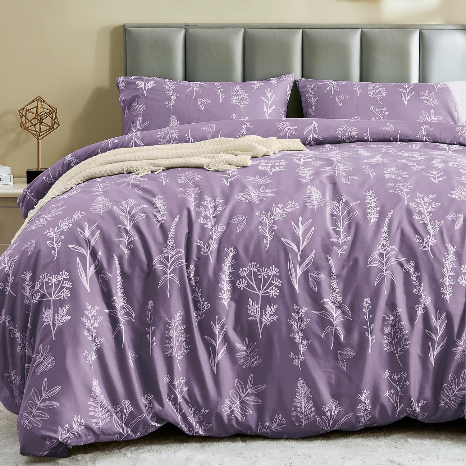 MUXHOMO King Size Duvet Cover Set with Reversible Floral Design