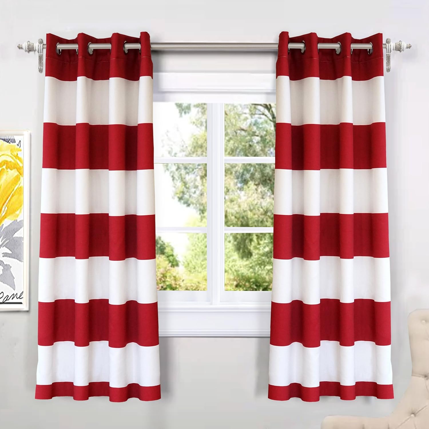 Room Darkening Red Curtains Set 52x63 - DriftAway