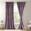 Lavender Velvet Curtains 90in Long Blackout Panels - Soft Retro Look