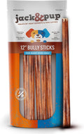 Jack&Pup 12 Inch Bully Sticks for Small to Medium Dogs - Long Lasting