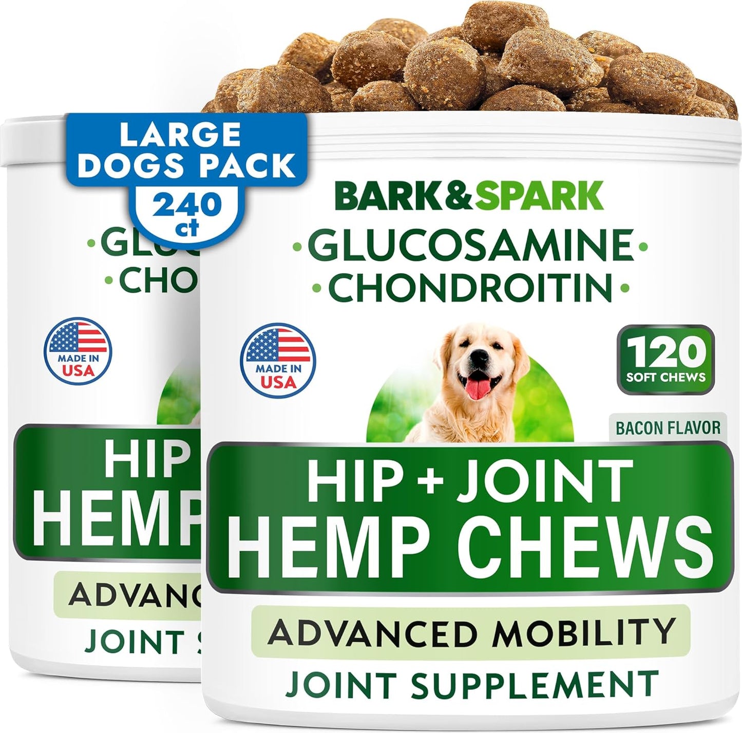 Hemp Chews for Dogs - Joint Pain Relief with Glucosamine & Chondroitin