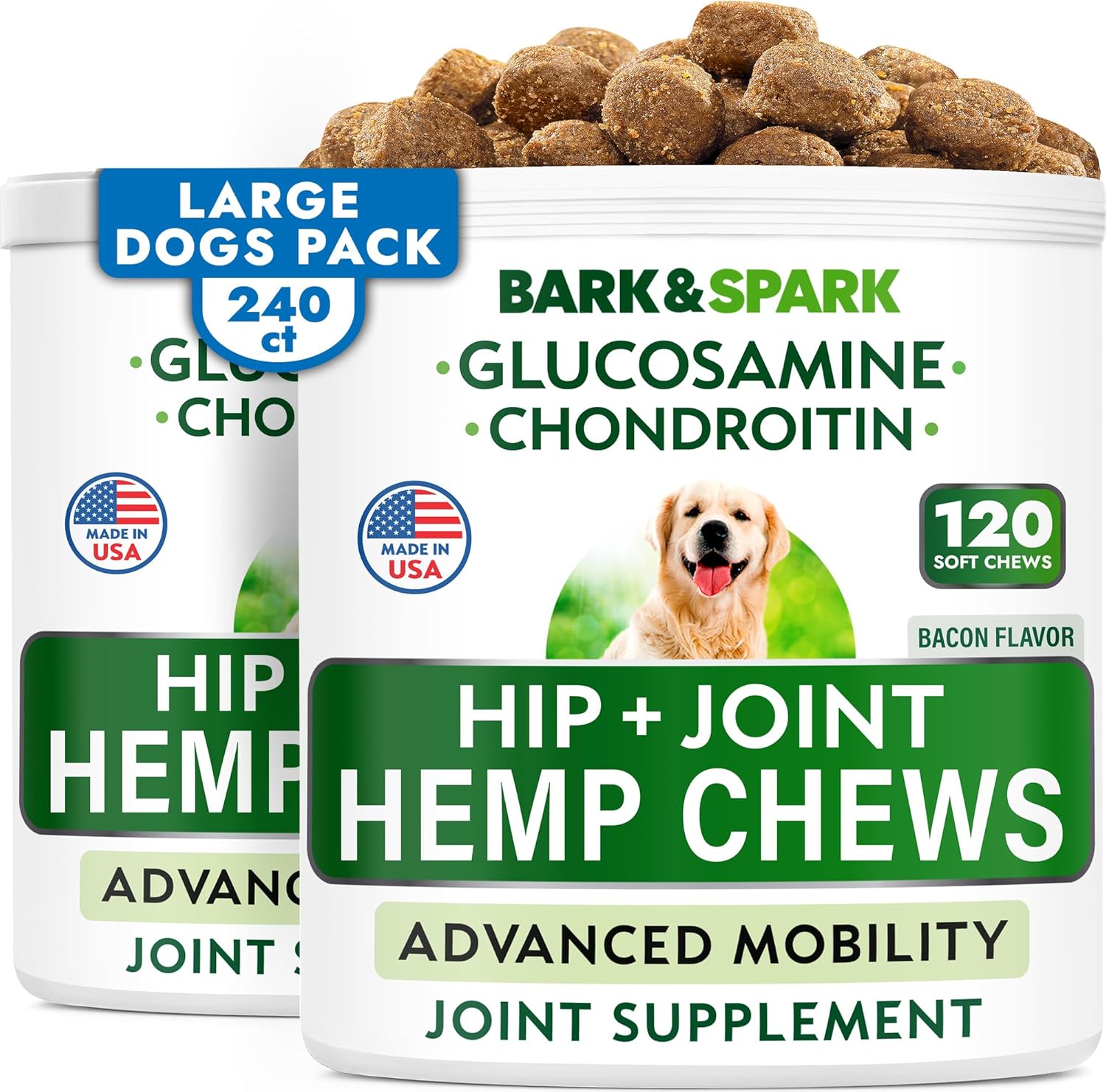 Hemp Chews for Dogs - Joint Pain Relief with Glucosamine & Chondroitin