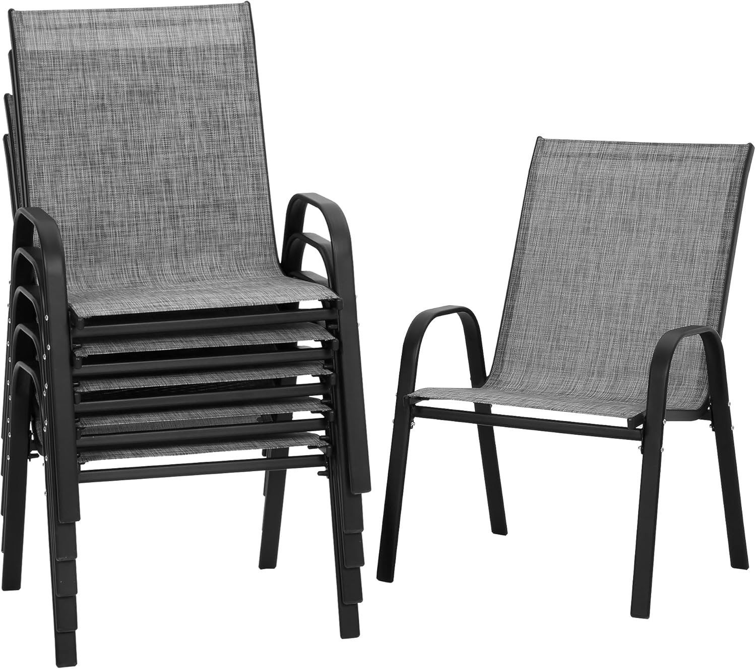 PIZZELLO Patio Chairs Set of 6 - Stylish Stackable Outdoor Seating