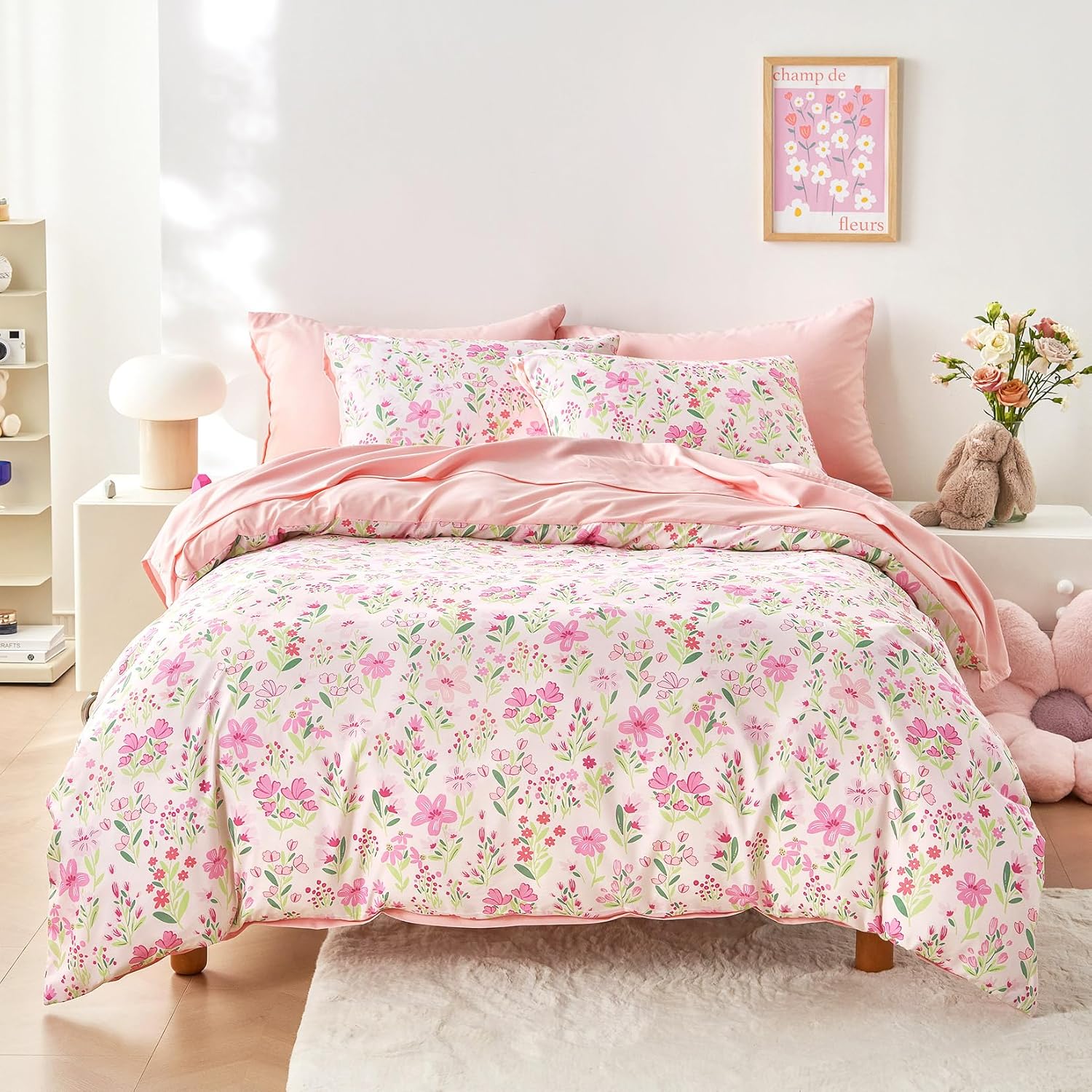 Floral Bedding Set for Girls - Cute Colorful Comforter Set