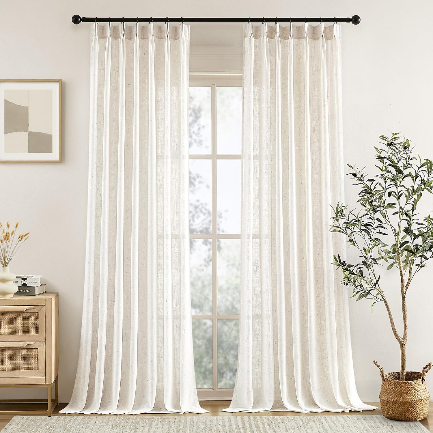 Light Filtering Linen Curtains Set - Sheer Elegance!