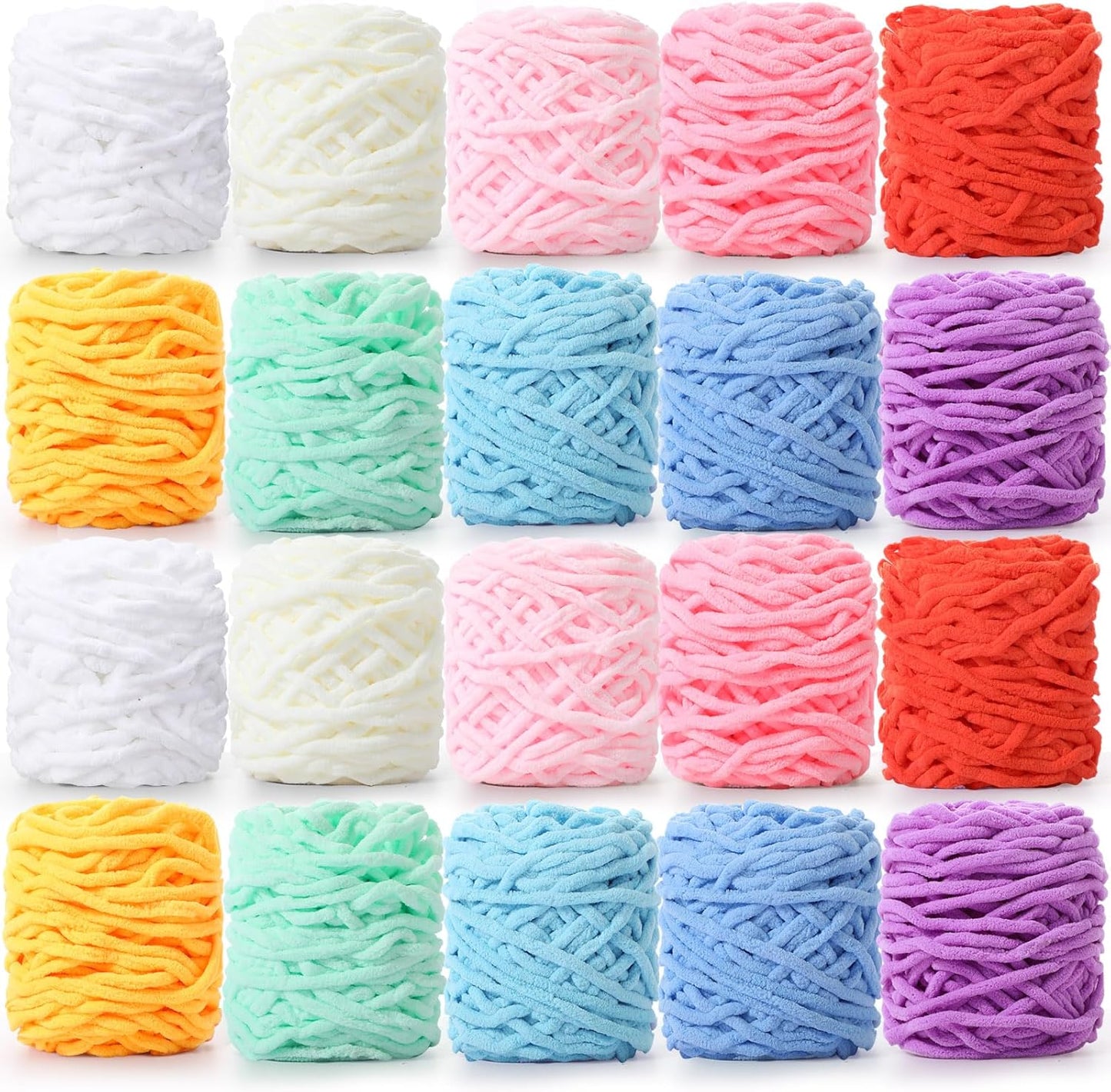 Timgle Chenille Yarn 20 Skeins for Knitting and Crafting Fun
