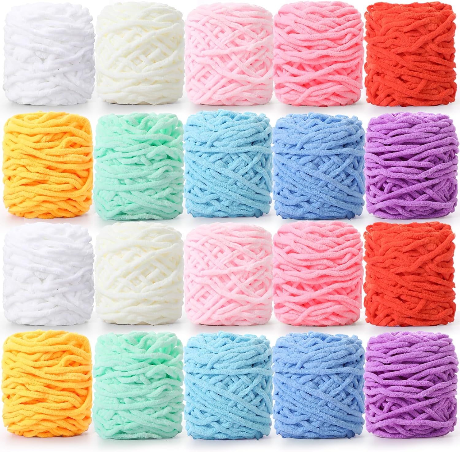 Timgle Chenille Yarn 20 Skeins for Knitting and Crafting Fun