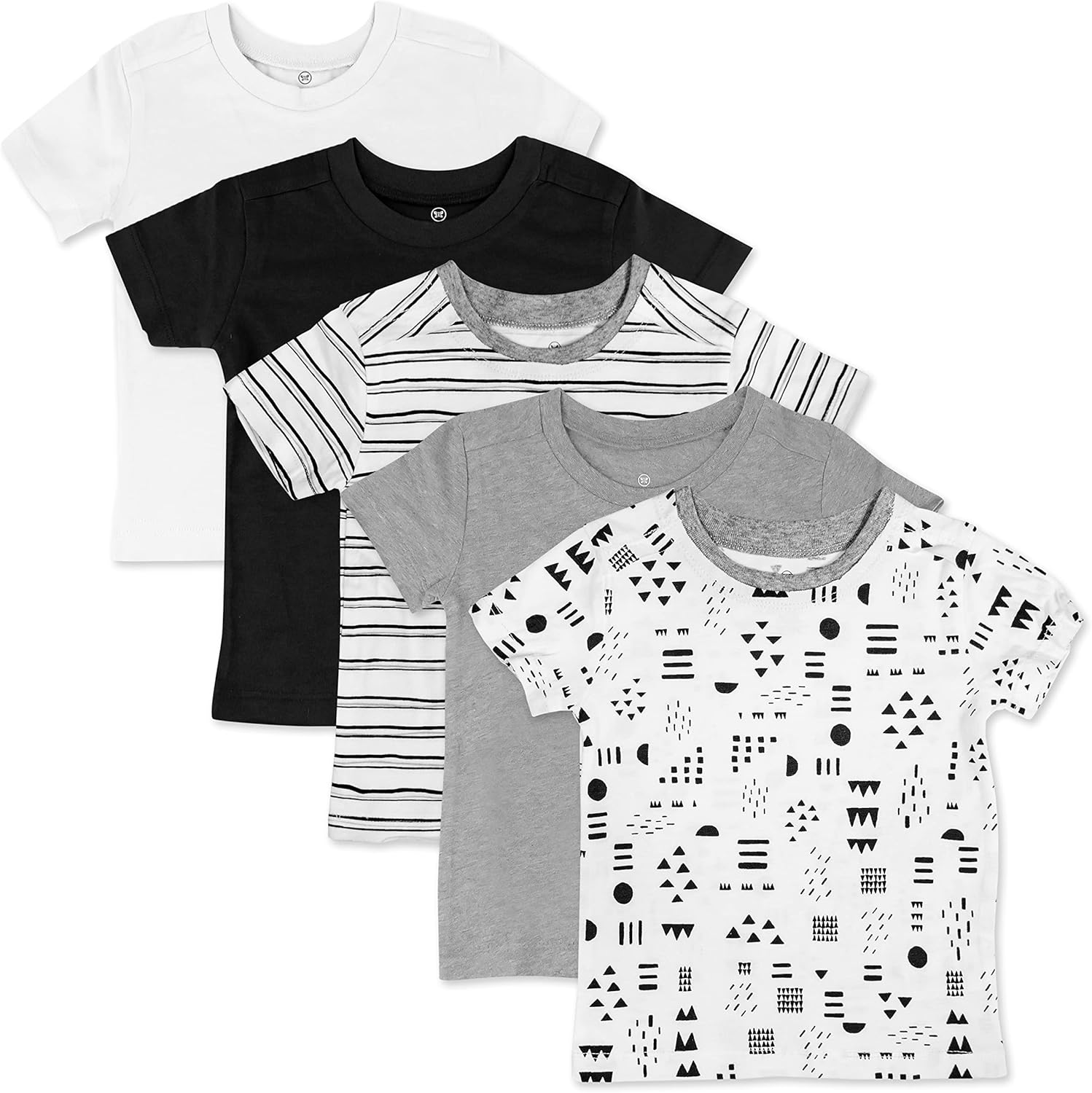 HonestBaby Unisex-Baby 5-Pack Short Sleeve T-Shirts for Kids