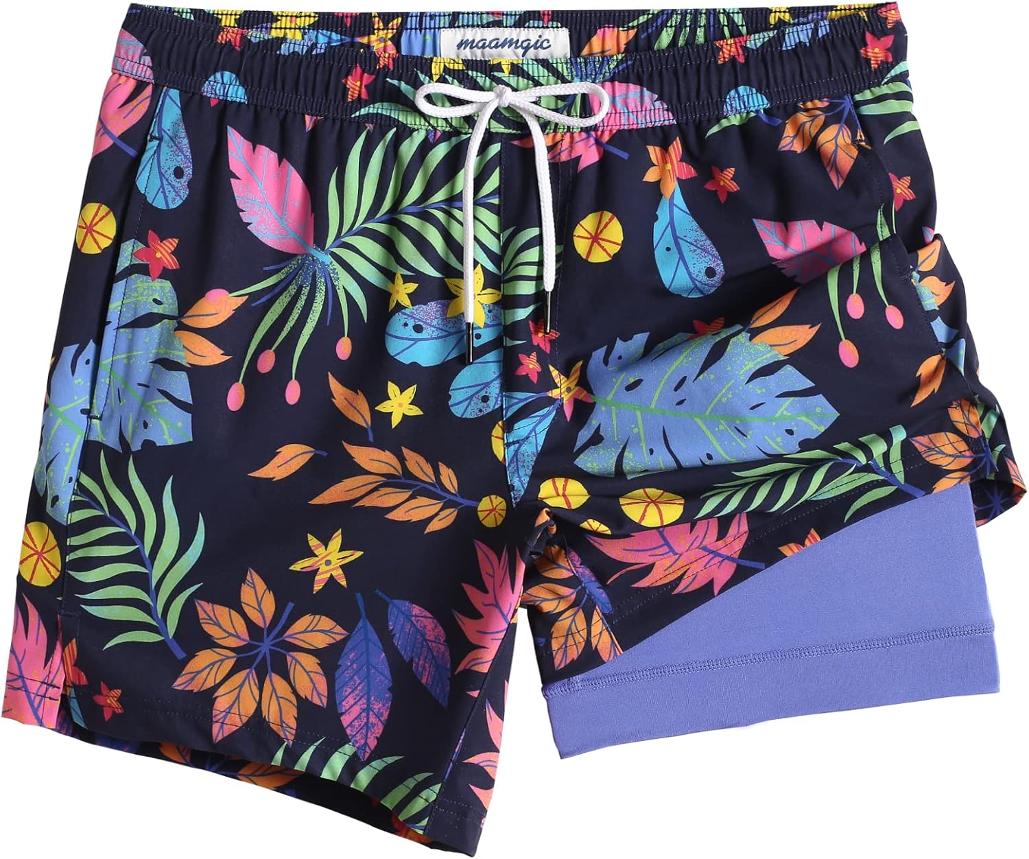 maamgic Mens 5 Inch Stretch Swimming Shorts for Beach Fun