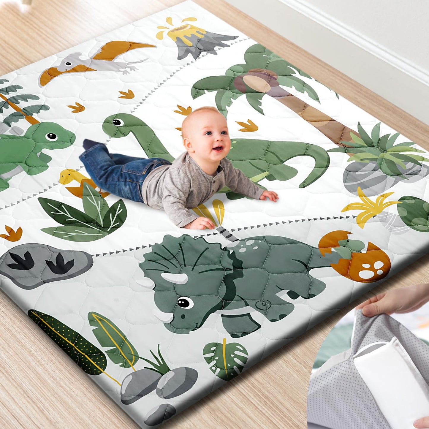 Premium Foam Baby Play Mat with Removable Cover for Safety