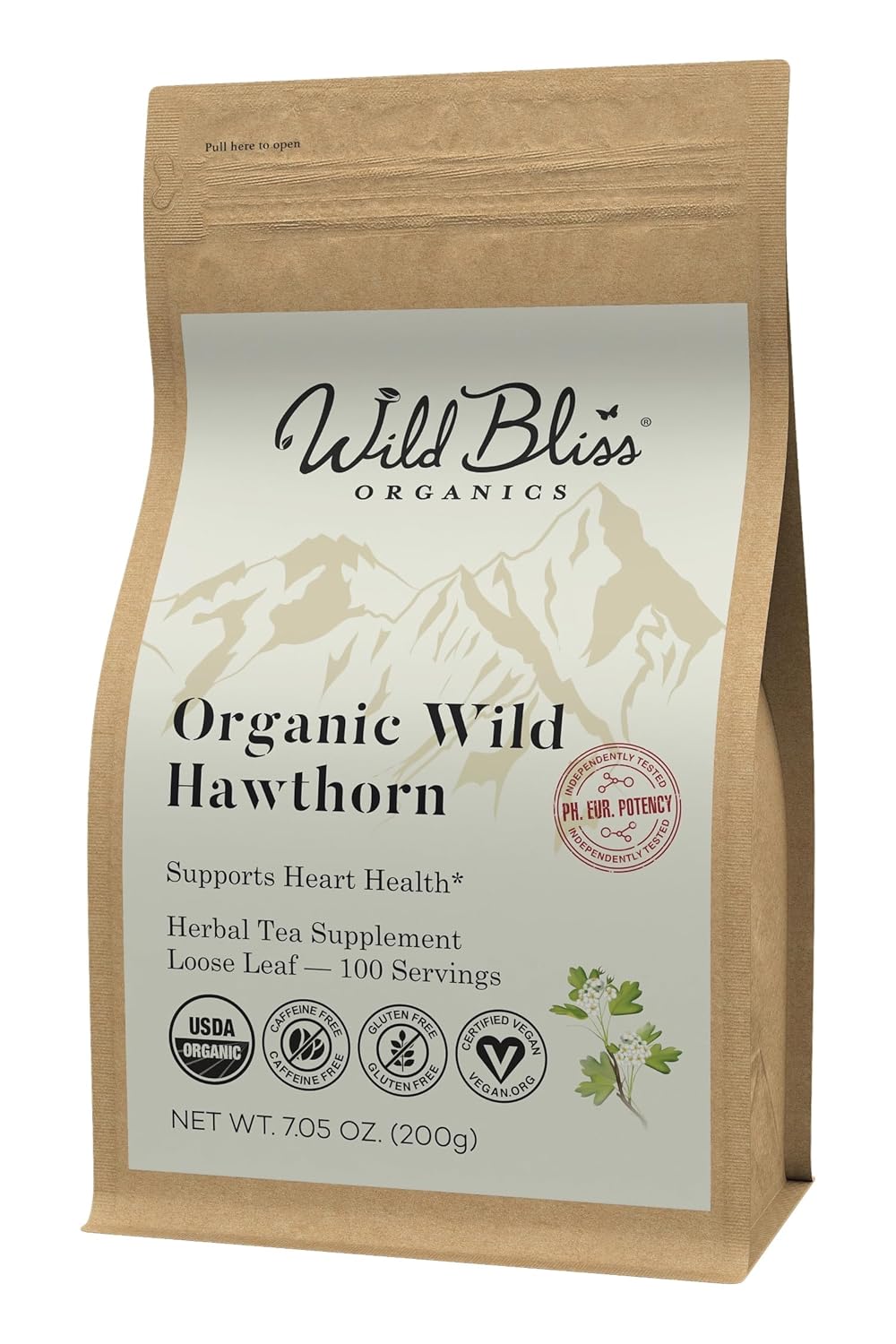 Organic Hawthorn Tea for Heart Health - Caffeine Free Herbal Blend