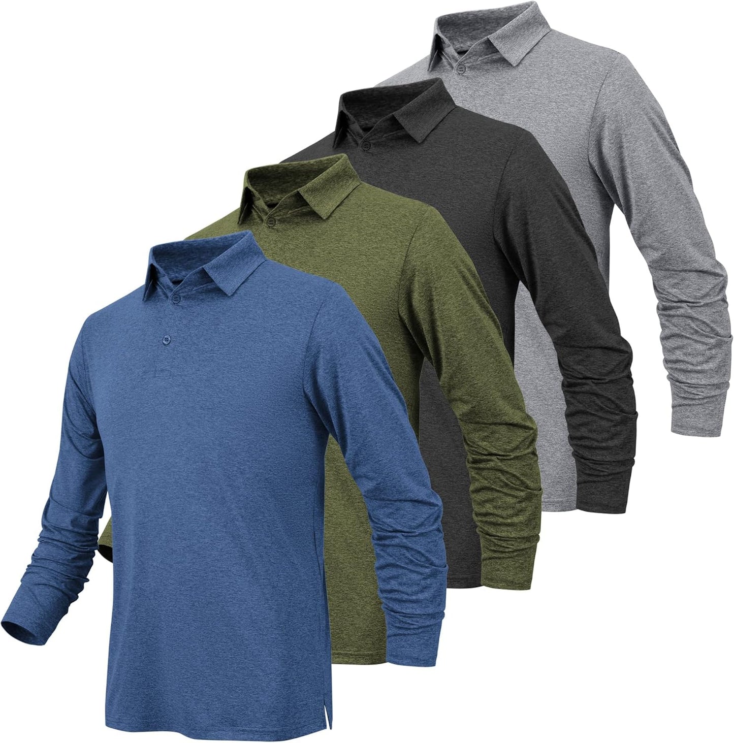 Moisture Wicking Long Sleeve Polo Shirts for Men by BALENNZ