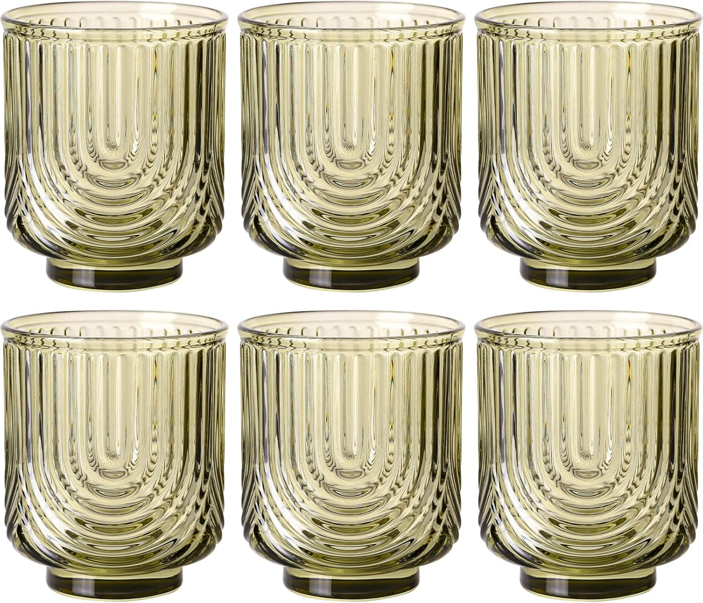 Green Vintage Drinking Glasses Set of 6 for Stylish Beverages
