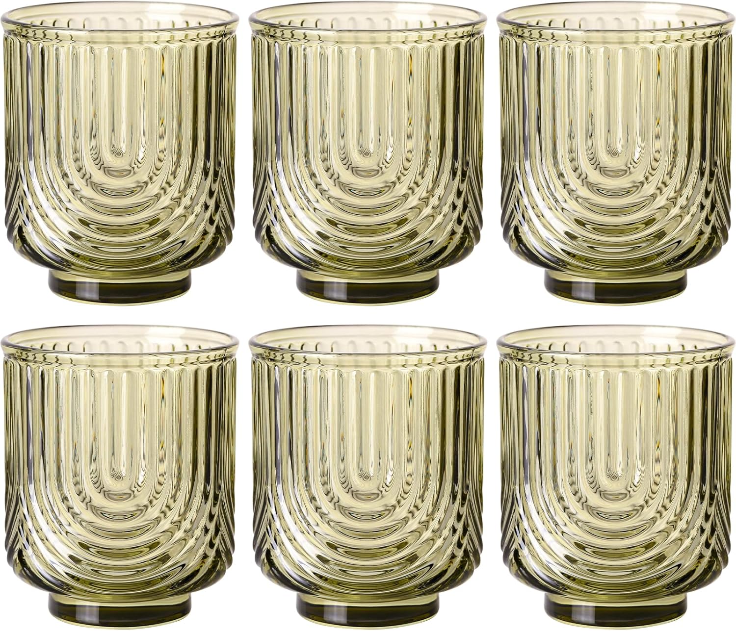 Green Vintage Drinking Glasses Set of 6 for Stylish Beverages