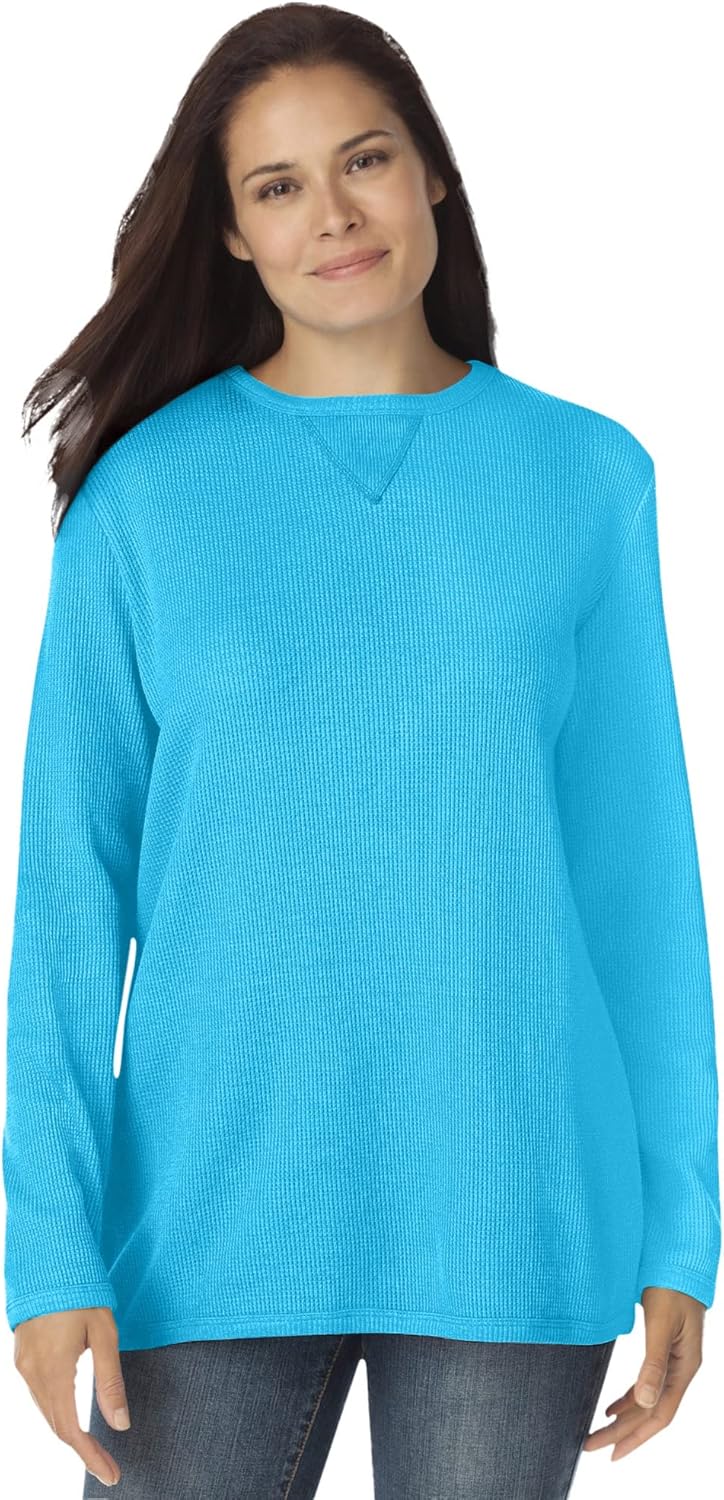 Plus Size Ultra Soft Waffle Thermal Sweatshirt for Comfort