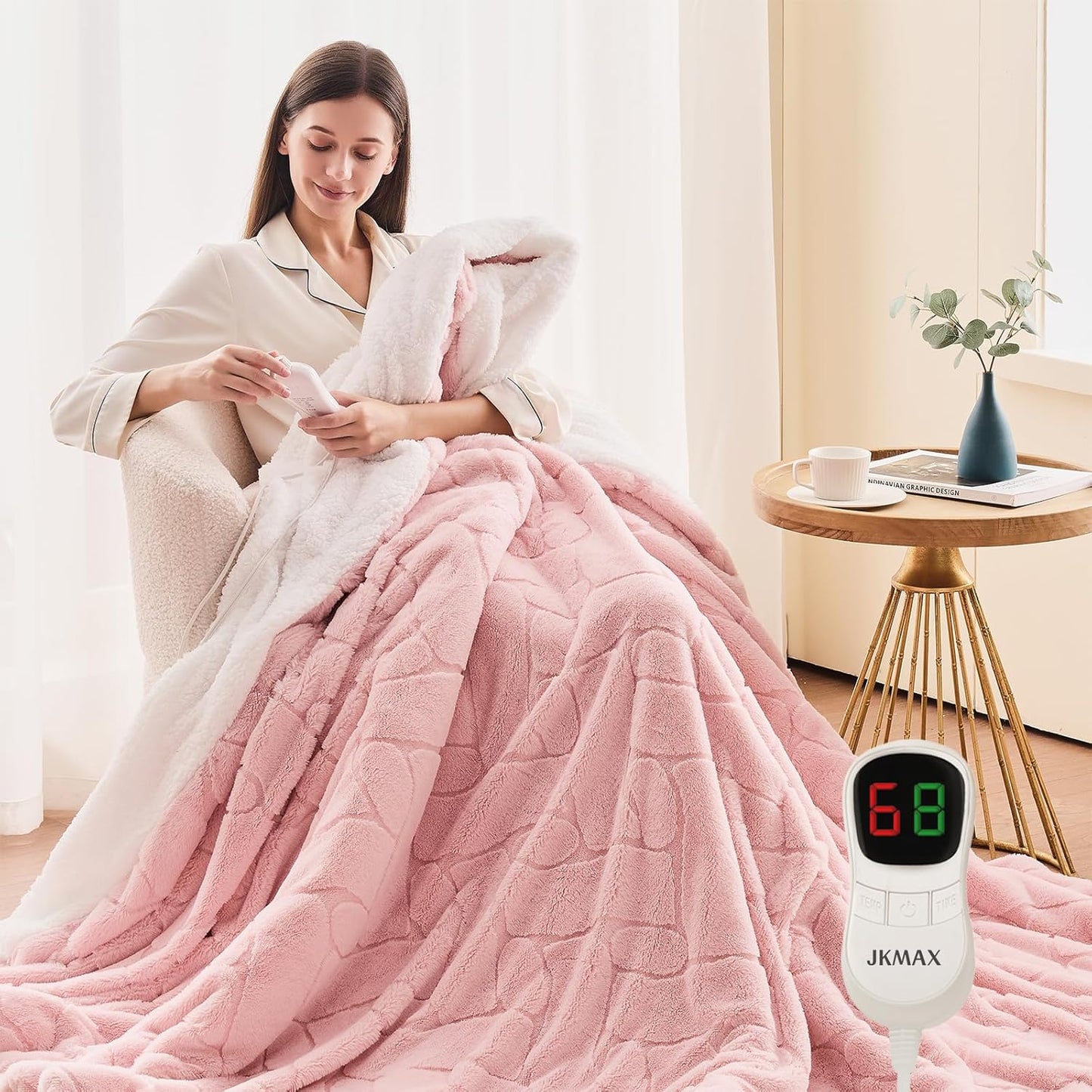 Heated Electric Blanket for Bed - Soft Faux Fur Comfort
