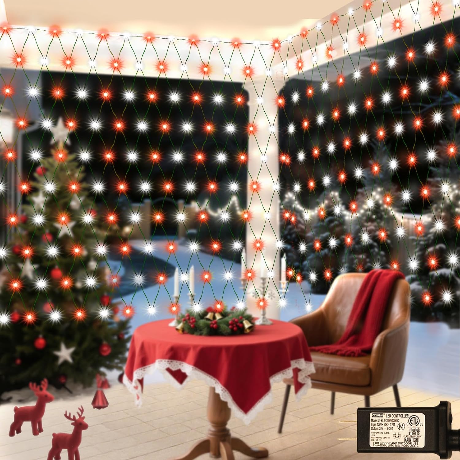 Lovelite Red White Net Lights for Christmas Decorations