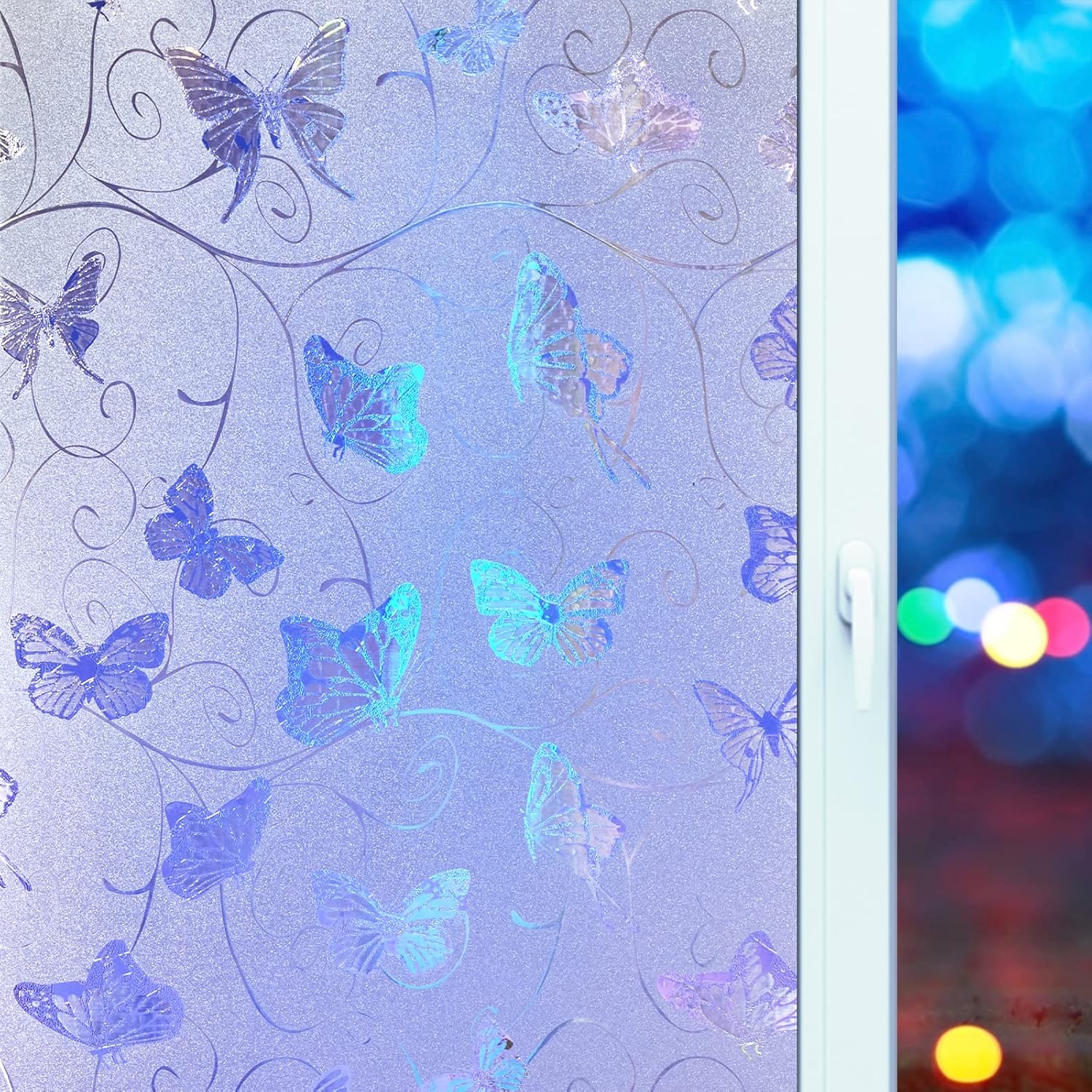 Butterfly Frosted Glass Window Film for Privacy and Decor