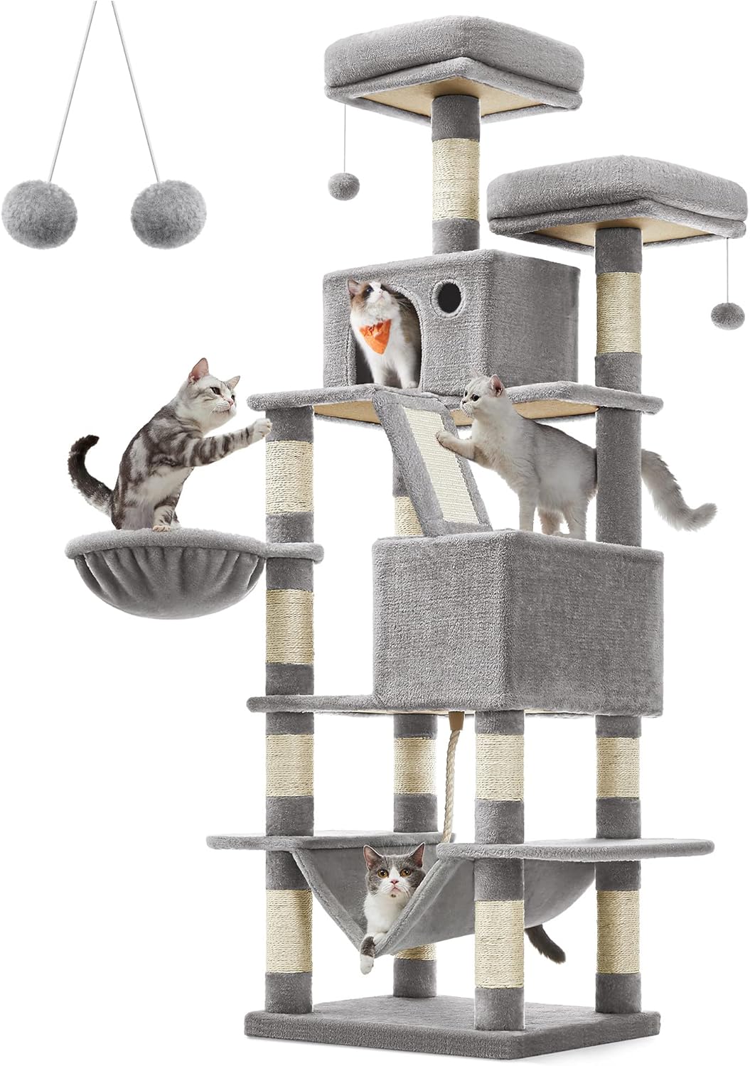 66.1-Inch Large Cat Tree with 13 Scratching Posts and Perches