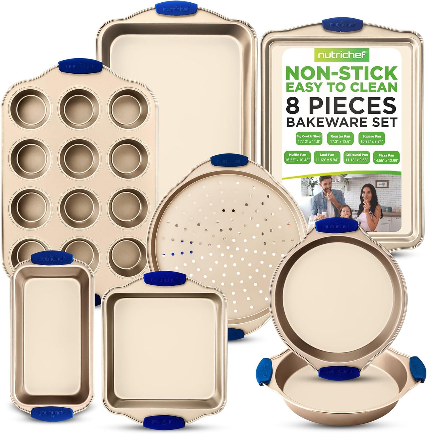 NutriChef 8-Piece Nonstick Bakeware Set for Perfect Baking