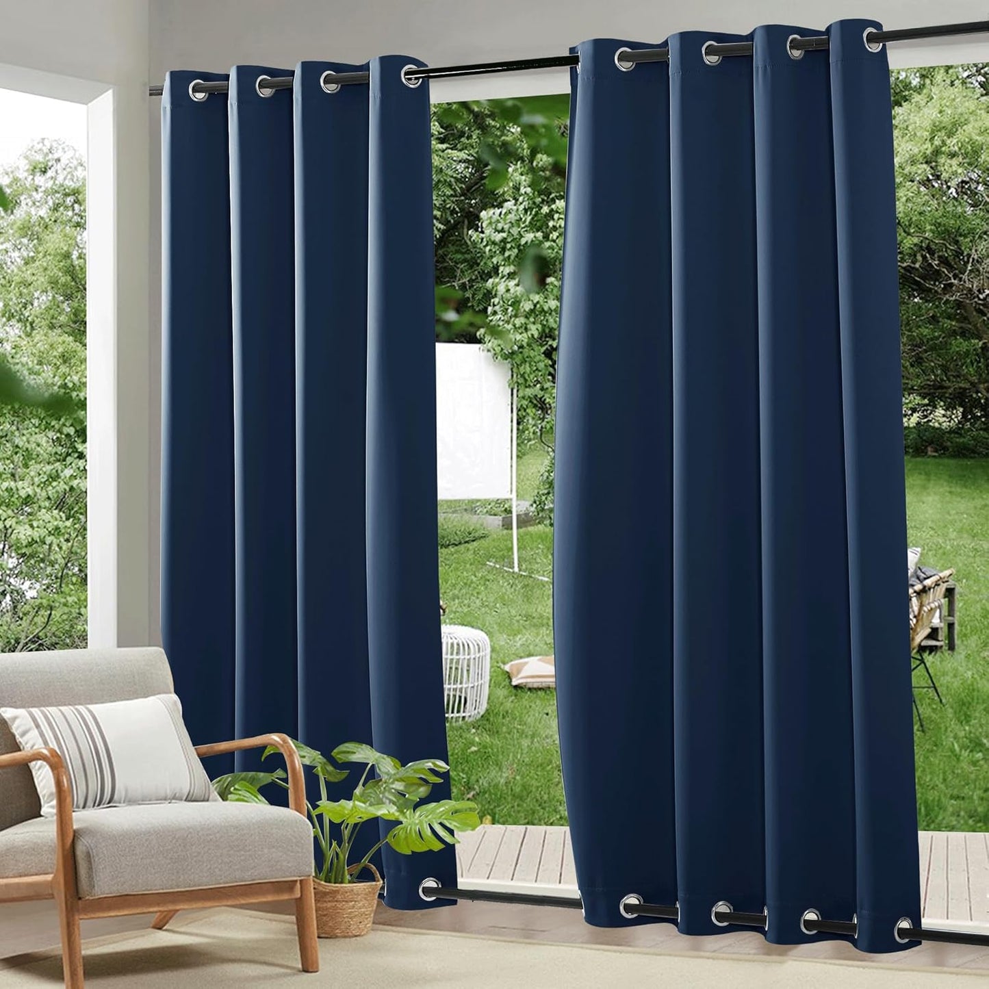 RYB HOME Windproof Outdoor Curtains for Patio and Gazebo