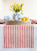 Striped Linen Table Runner 14 x 108 in - Amalfi Stripe Red and White