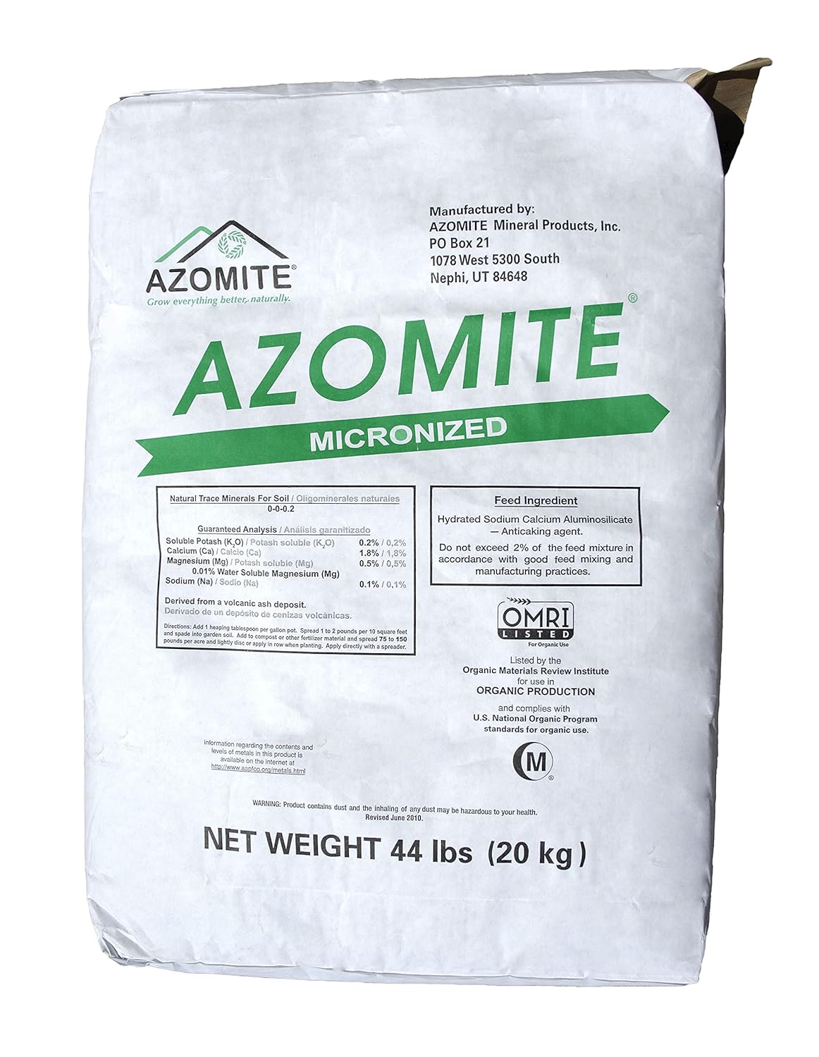 Azomite Micronized Trace Mineral Powder for Soil Health