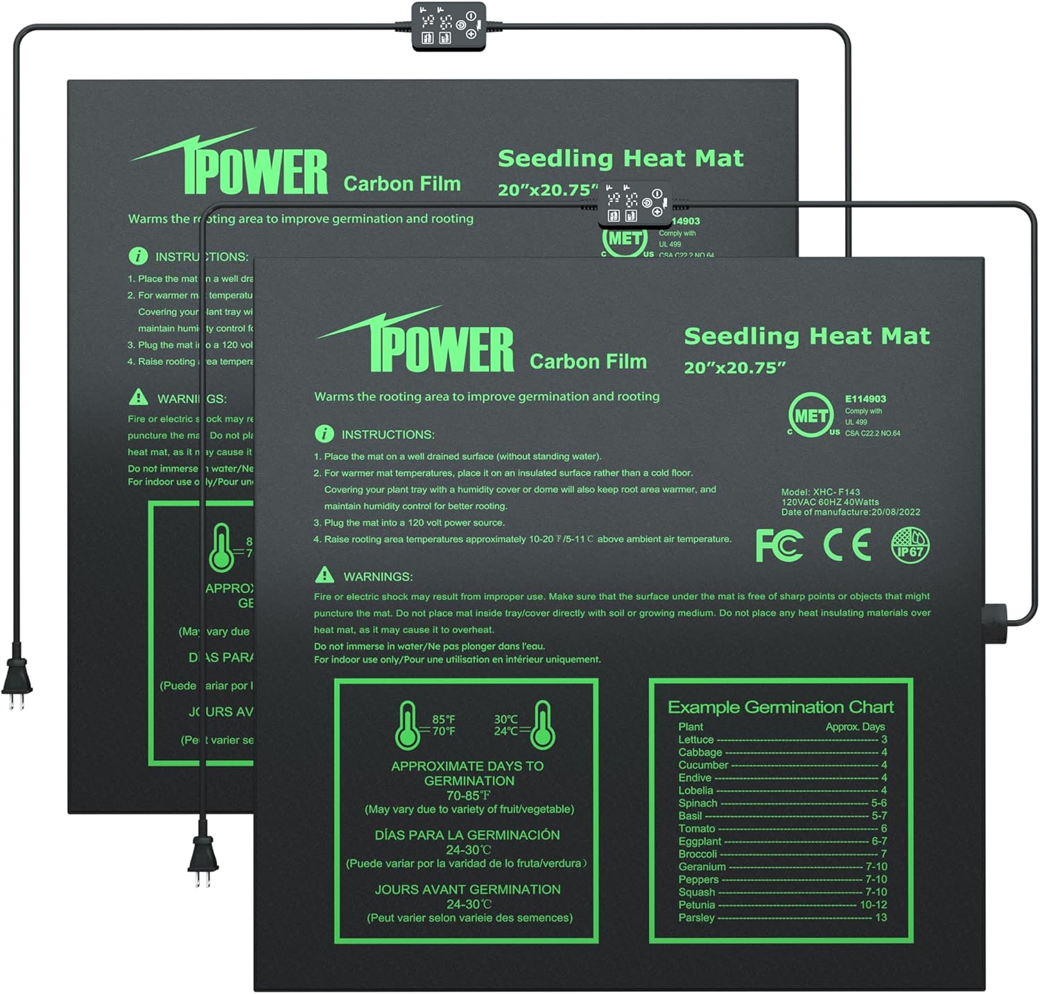 iPower Seedling Heat Mat with Temperature Controller for Germination