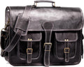 18 Inch Genuine Leather Vintage Messenger Bag - Briefcase Style