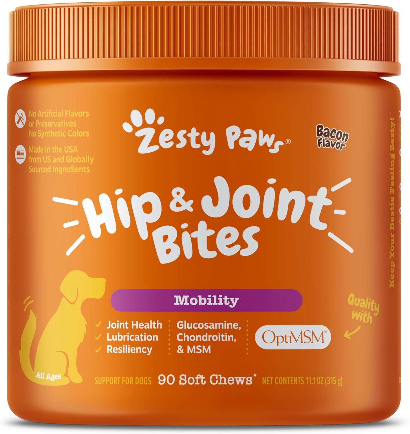 Zesty Paws Hip and Joint Supplement for Dogs with Glucosamine