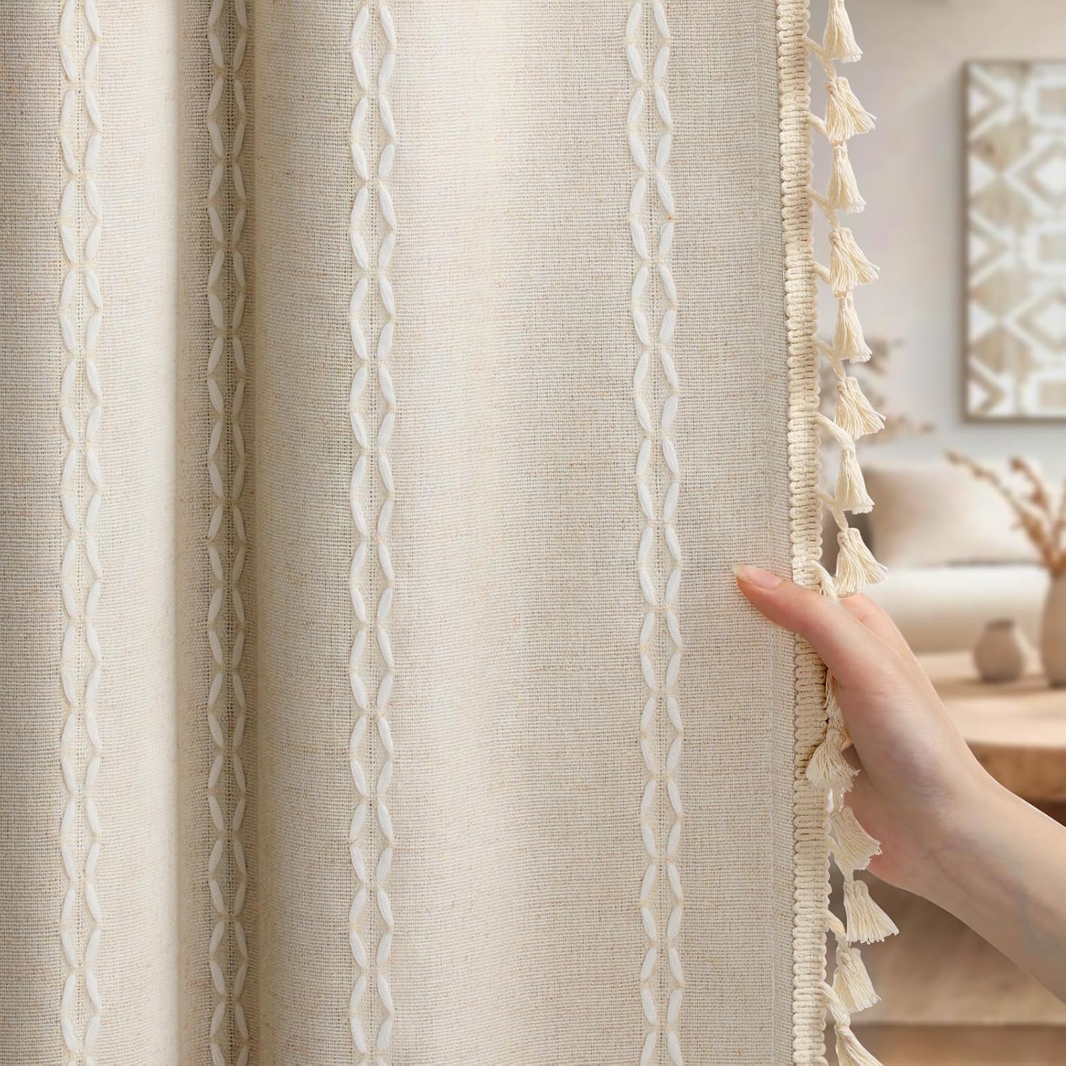 Boho Blackout Curtains 2 Panels 84 Inch for Living Room Bedroom