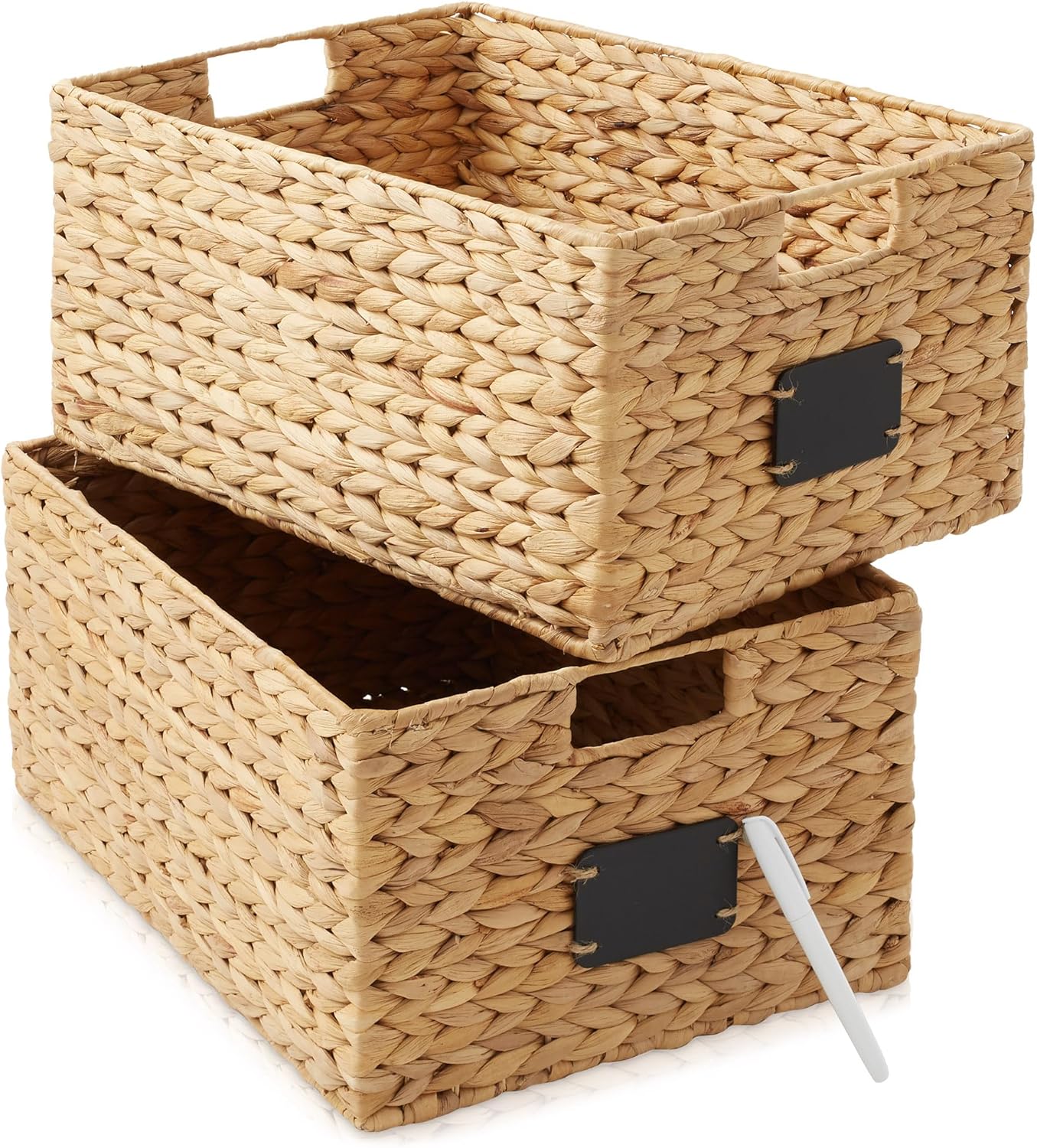 Set of 2 Water Hyacinth Pantry Baskets for Stylish Storage