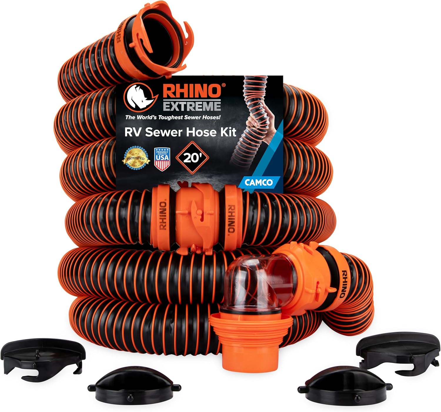 Camco RhinoEXTREME 20ft RV Sewer Hose Kit for Hassle-Free Camping