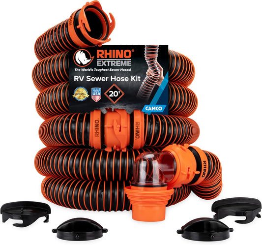 Camco RhinoEXTREME 20ft RV Sewer Hose Kit for Hassle-Free Camping